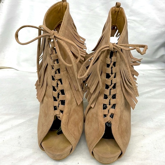 Dots platform fringe heels ladies sz 11 - Picture 2 of 5